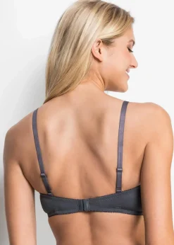 bonprix Wäsche·Still- & Umstandswäsche|Wäsche·Baumwollunterwäsche|Still BH mit Bügel mit Bio-Baumwolle (2er Pack) ecru/grau bedruckt + anthrazit