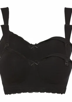bonprix Wäsche·Baumwollunterwäsche|Wäsche·Große Cups D-H|Still-BH ohne Bügel mit Bio-Baumwolle (2er Pack) 2x schwarz