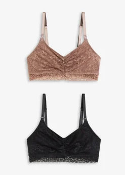 Still-BH ohne Bügel mit Spitze und Bio-Baumwolle (2er Pack)|bonprix New