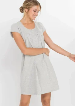 bonprix Umstandsmode|Nachhaltigere Materialien|Still-Nachthemd mit Bio-Baumwolle hellgrau meliert