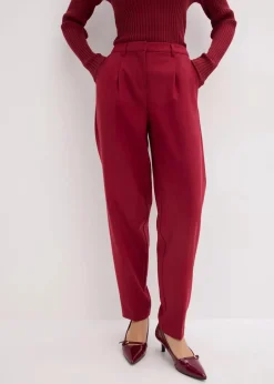 bonprix Bekleidung·Kleider|Hosen|Stoffhose im Barrelfit pflaumenrot