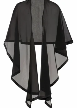 bonprix Ponchos|Schuhe & Accessoires In Spezialgrößen·Tücher & Ponchos|Stola mit feinem Satindetail schwarz