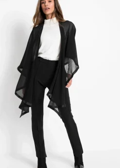 bonprix Ponchos|Schuhe & Accessoires In Spezialgrößen·Tücher & Ponchos|Stola mit feinem Satindetail schwarz