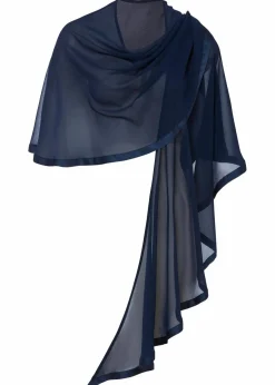 bonprix Ponchos|Schuhe & Accessoires In Spezialgrößen·Tücher & Ponchos|Stola mit feinem Satindetail dunkelblau
