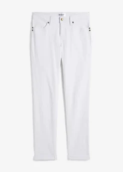 bonprix Jeans|Kurzgrößen|Straight Jeans Mid Waist, Stretch weiß
