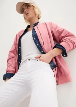 bonprix Jeans|Kurzgrößen|Straight Jeans Mid Waist, Stretch weiß