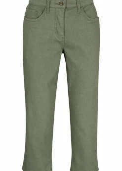 bonprix Hosen|Bekleidung·Kleider|Straight Jeans, Mid Waist, Bequembund oliv