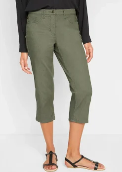 bonprix Hosen|Bekleidung·Kleider|Straight Jeans, Mid Waist, Bequembund oliv