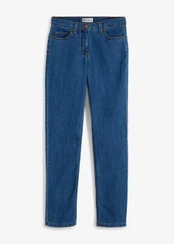 bonprix Jeans|Kurzgrößen|Straight Jeans Mid Waist, Stretch blau