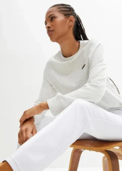 bonprix Jeans|Kurzgrößen|Straight Jeans Mid Waist, Stretch weiß twill