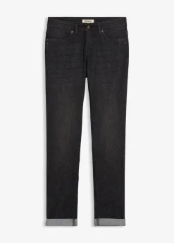 bonprix Jeans|Kurzgrößen|Straight Jeans Mid Waist, Stretch schwarz denim