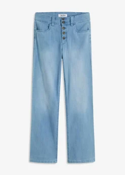 bonprix Jeans|Bekleidung·Shirts & Tops|Straight-Jeans High Waist, Stretch hellblau denim used
