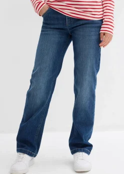 bonprix Mädchen 9-16 Jahre·Jeans|Straight-Jeans Mid Waist dunkelblau denim