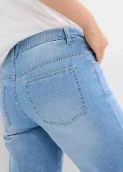 bonprix Bekleidung·Shirts & Tops|Jeans|Straight-Jeans Mid Waist, Bequembund Low Stretch cropped eisblau denim used