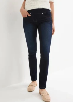 bonprix Jeans|Kurzgrößen|Straight-Jeans Mid Waist, Super Stretch mit Bequembund darkblue stone
