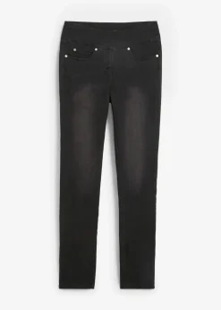 bonprix Jeans|Kurzgrößen|Straight-Jeans Mid Waist, Super Stretch mit Bequembund black stone