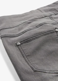 bonprix Kurzgrößen|Bekleidung·Shirts & Tops|Straight-Jeans Mid Waist, Super Stretch mit Bequembund grey denim