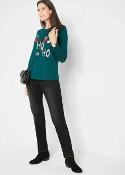 Straight-Jeans Mid Waist, Thermo mit Bequembund|bonprix