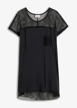 bonprix Strandmode|Bademode·Strandmode|Strand Longshirt aus fließender Viskose schwarz