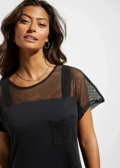 bonprix Strandmode|Bademode·Strandmode|Strand Longshirt aus fließender Viskose schwarz