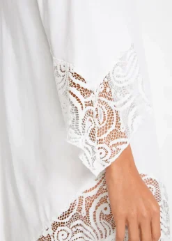 bonprix Nachhaltigere Materialien|Blusen & Tuniken|Strand Tunika mit Spitze aus Viskose weiß