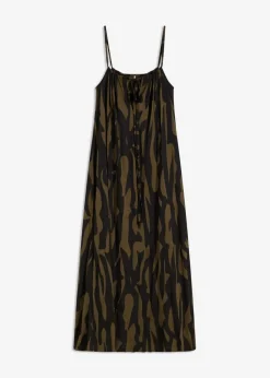 bonprix Strandmode|Bademode·Strandmode|Strandkleid aus fließender Viskose schwarz/khaki