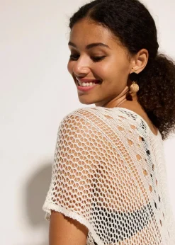 bonprix Strandmode|Bademode·Strandmode|Strandkleid in Häkeloptik aus fließender Viskose wollweiß