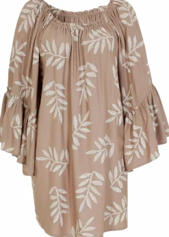 bonprix Strandmode|Bademode·Strandmode|Strandtunika aus softer Viskose taupe/wollweiß floral