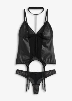 bonprix Wäsche·Corsagen & Negligés|Wäsche·Dessous|Strapstop + String (2-tlg.Set) schwarz