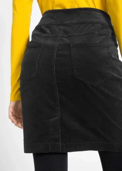 bonprix Bekleidung·Sportbekleidung|Röcke|Stretch Baumwoll-Cordrock mit Bequembund schwarz