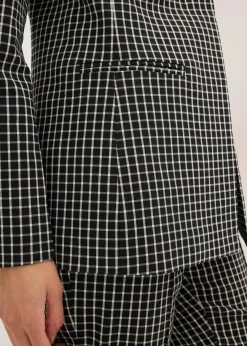 bonprix Blazer|Bekleidung·Basics|Stretch Blazer aus Bengalin schwarz/wollweiß kariert