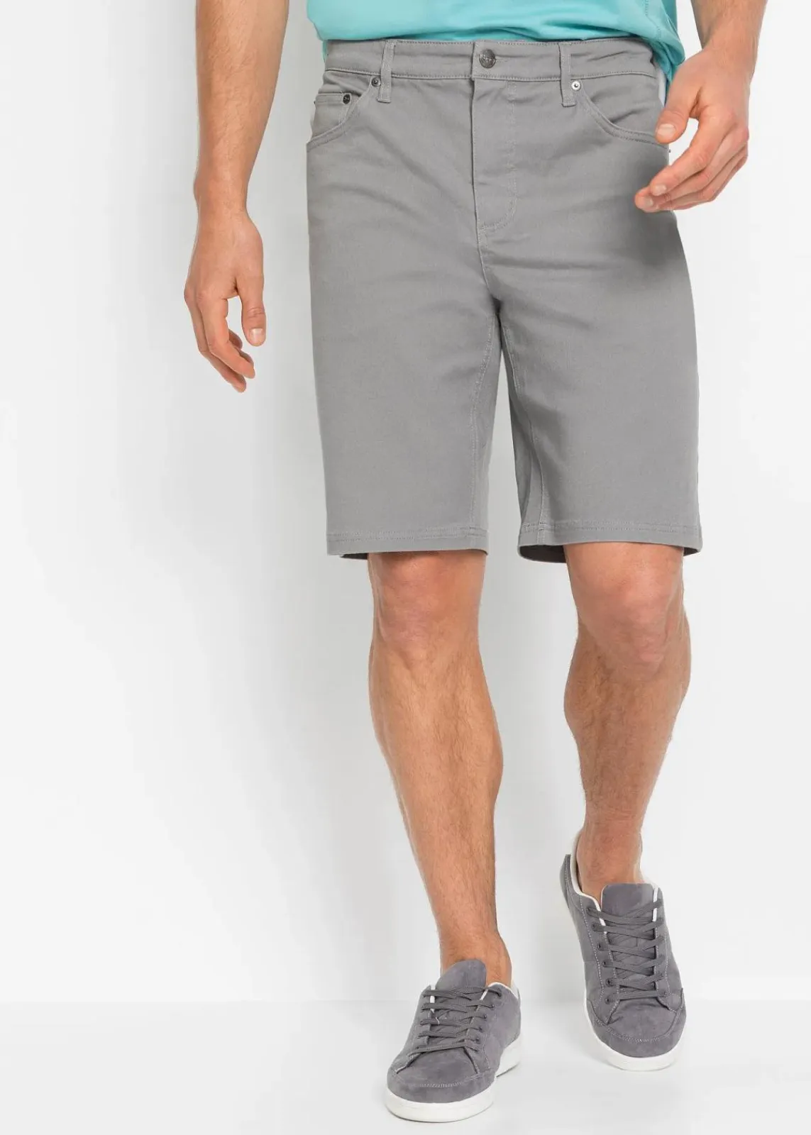 bonprix Hosen|Basics|Stretch-Bermuda, Classic Fit grau