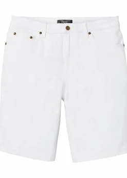 bonprix Große Größen|Shorts|Stretch-Bermuda, Classic Fit weiss