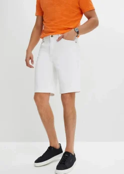 bonprix Große Größen|Shorts|Stretch-Bermuda, Classic Fit weiss