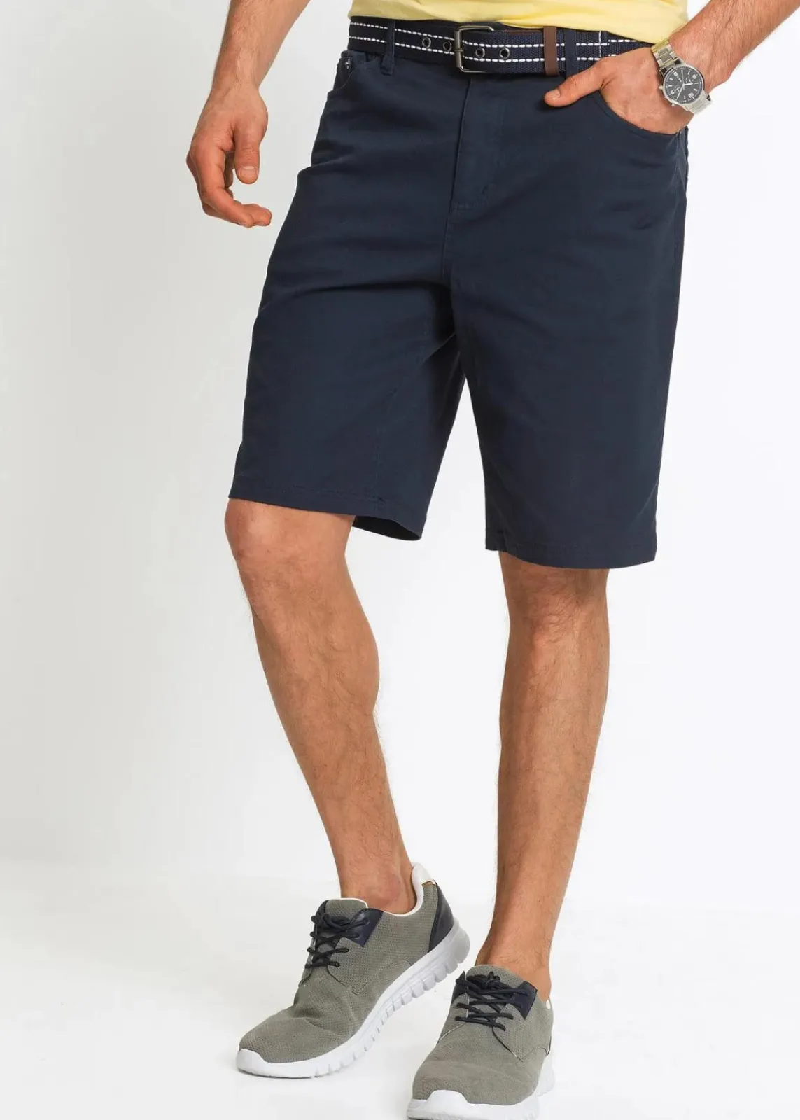 bonprix Hosen|Basics|Stretch-Bermuda, Classic Fit dunkelblau