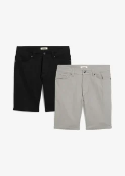 bonprix Große Größen|Shorts|Stretch-Bermuda, Regular Fit (2er Pack) schwarz+grau