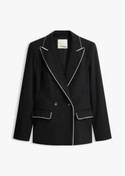 bonprix Bekleidung·Basics|Blazer|Stretch-Blazer aus Bengalin schwarz/wollweiß