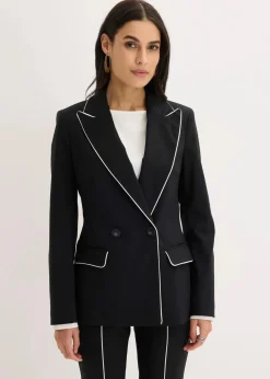 bonprix Bekleidung·Basics|Blazer|Stretch-Blazer aus Bengalin schwarz/wollweiß