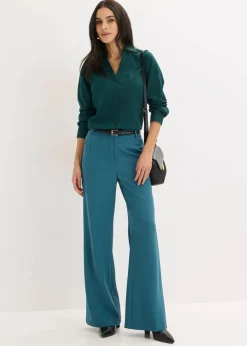 bonprix Bekleidung·Jacken & Mäntel|Blusen & Tuniken|Stretch-Bluse tiefgrün