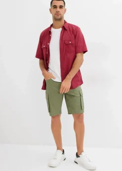 bonprix Große Größen|Shorts|Stretch-Cargo-Bermuda Regular Fit (2er Pack) oliv+schwarz