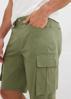 bonprix Große Größen|Shorts|Stretch-Cargo-Bermuda Regular Fit (2er Pack) oliv+schwarz