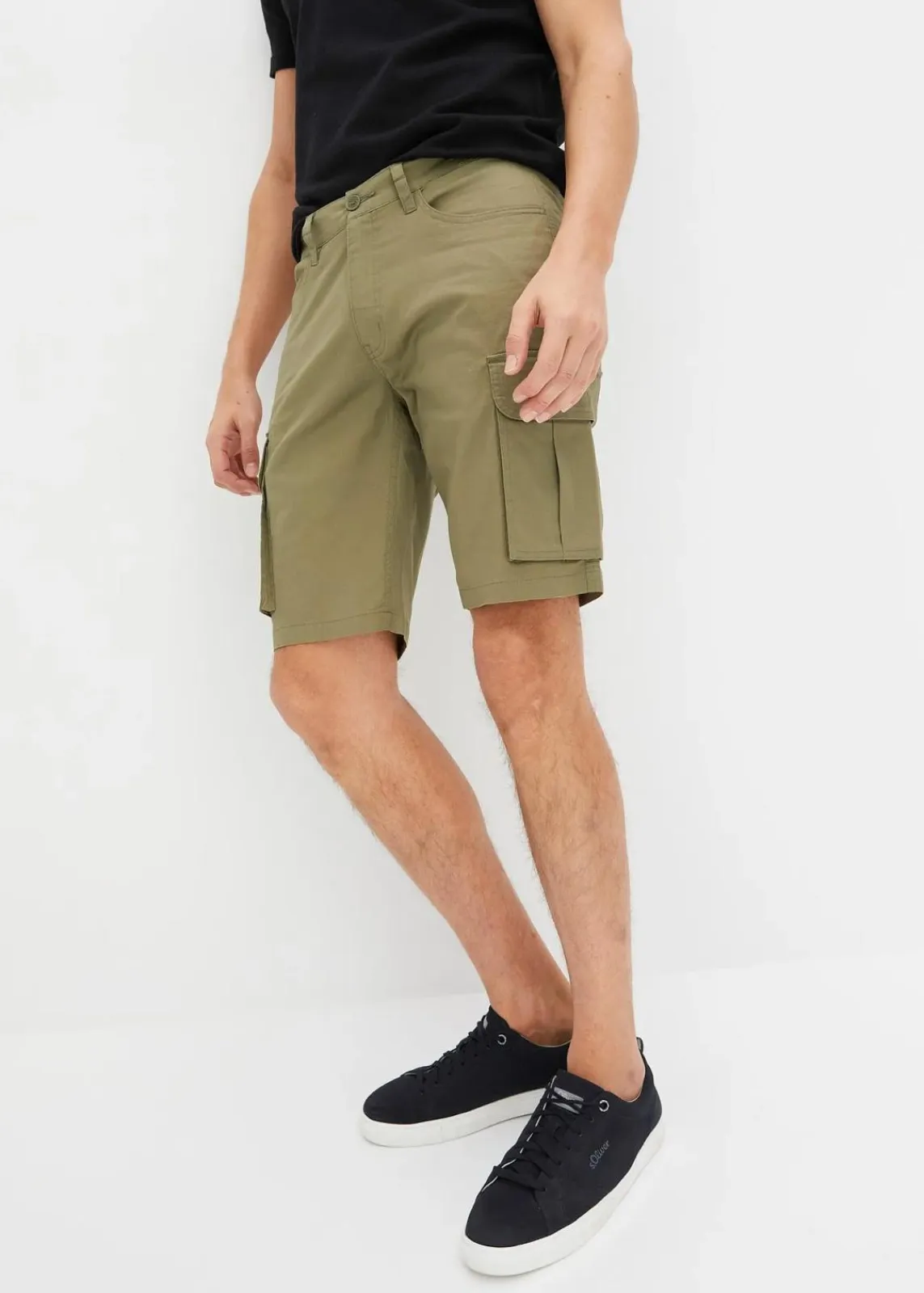 bonprix Hosen|Shorts|Stretch-Cargo-Bermuda, Regular Fit oliv