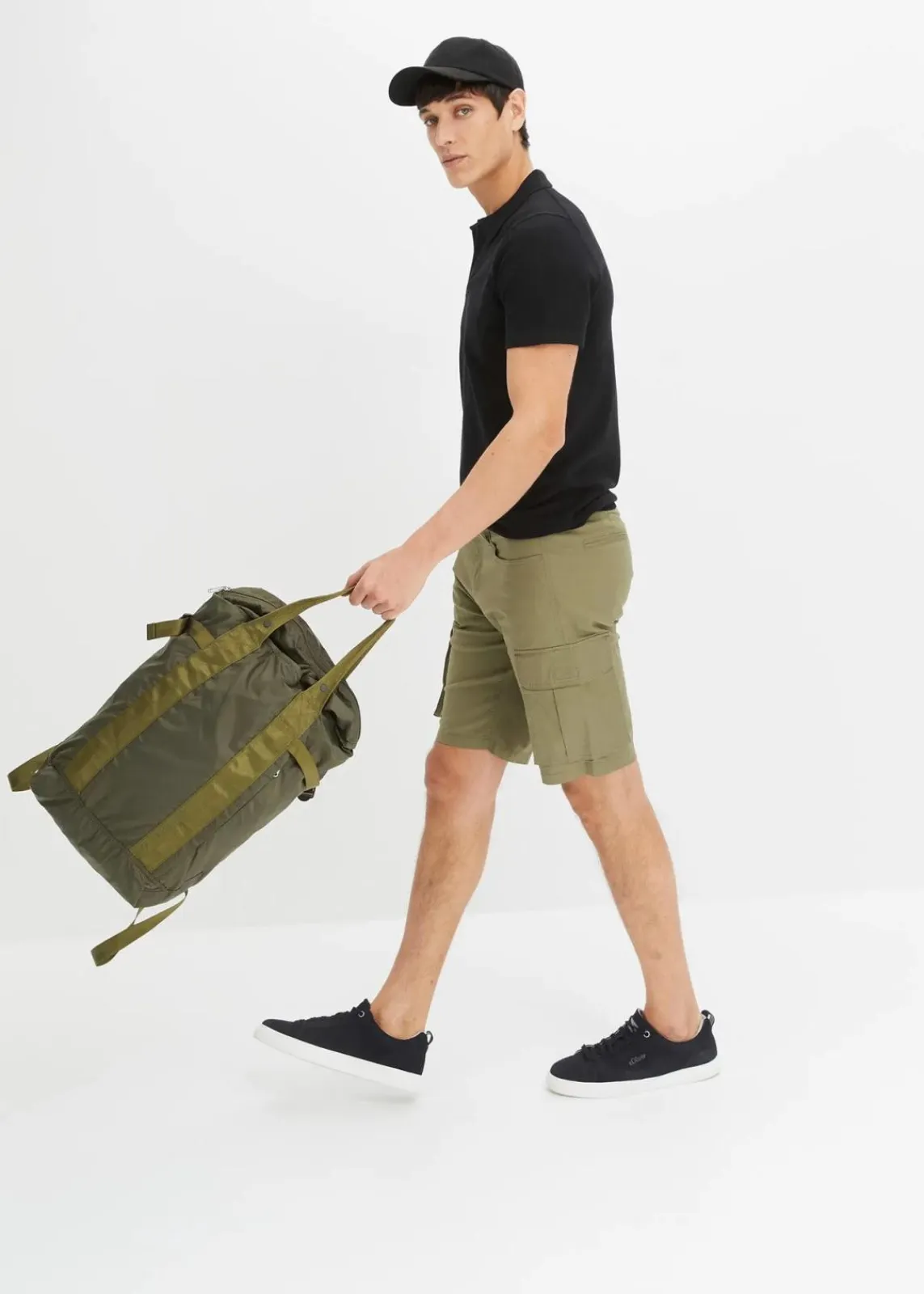 bonprix Hosen|Shorts|Stretch-Cargo-Bermuda, Regular Fit oliv