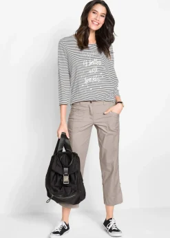 bonprix Bekleidung·Kleider|Hosen|Stretch-Cargo-Hose, 3/4-Länge naturstein