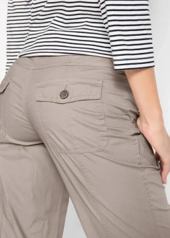 bonprix Bekleidung·Kleider|Hosen|Stretch-Cargo-Hose, 3/4-Länge naturstein