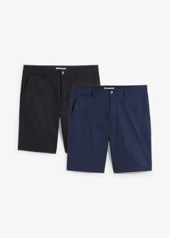 bonprix Große Größen|Shorts|Stretch-Chino-Bermuda Regular Fit (2er Pack) dunkelblau+schwarz