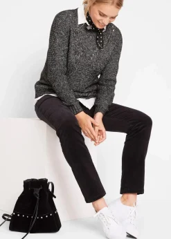 bonprix Bekleidung·Kleider|Hosen|Stretch-Cordhose, Straight schwarz