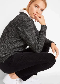 bonprix Bekleidung·Kleider|Hosen|Stretch-Cordhose, Straight schwarz