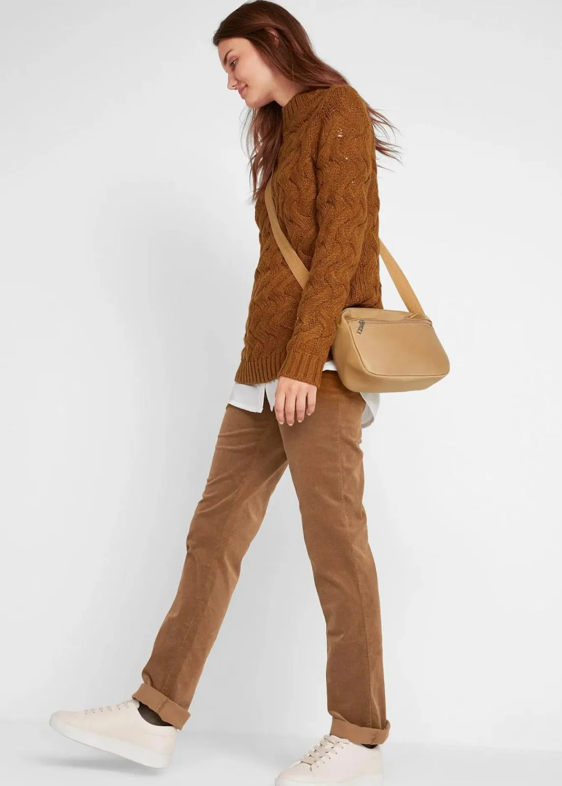 bonprix Hosen|Bekleidung·Kleider|Stretch-Cordhose, Straight cognac braun