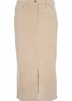 bonprix Röcke|Bekleidung·Sportbekleidung|Stretch-Cord-Rock in Midilänge latte macchiato